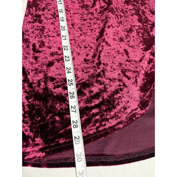 Tobi Wrap it Up Velvet Mini Dress Wine Deep V Neckline Women's Small NWT - Picture 12 of 13
